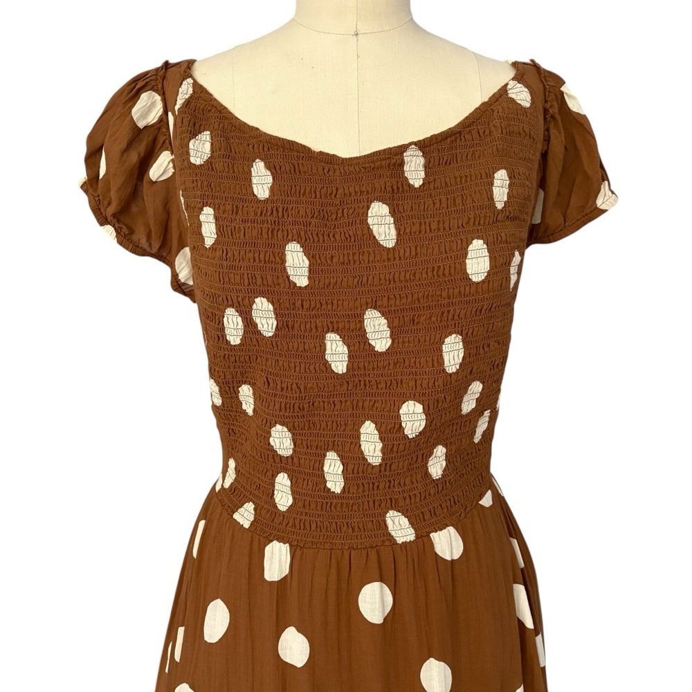 Free People Brown Polka Dot Maxi Dress with White Dots - Picture 7 of 10